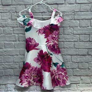 Girls floral pink and white dressy dress